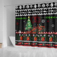 Monaco Christmas Shower Curtain with Race Car Christmas Tree and Snowflake Holiday - Wonder Print Shop