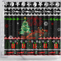 Monaco Christmas Shower Curtain with Race Car Christmas Tree and Snowflake Holiday - Wonder Print Shop