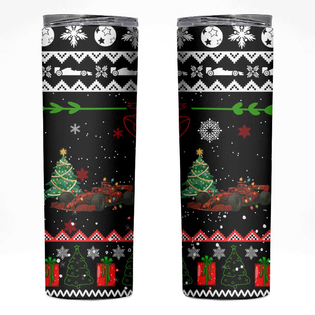 Monaco Christmas Skinny Tumbler with Race Car Christmas Tree and Snowflake Holiday - Wonder Print Shop