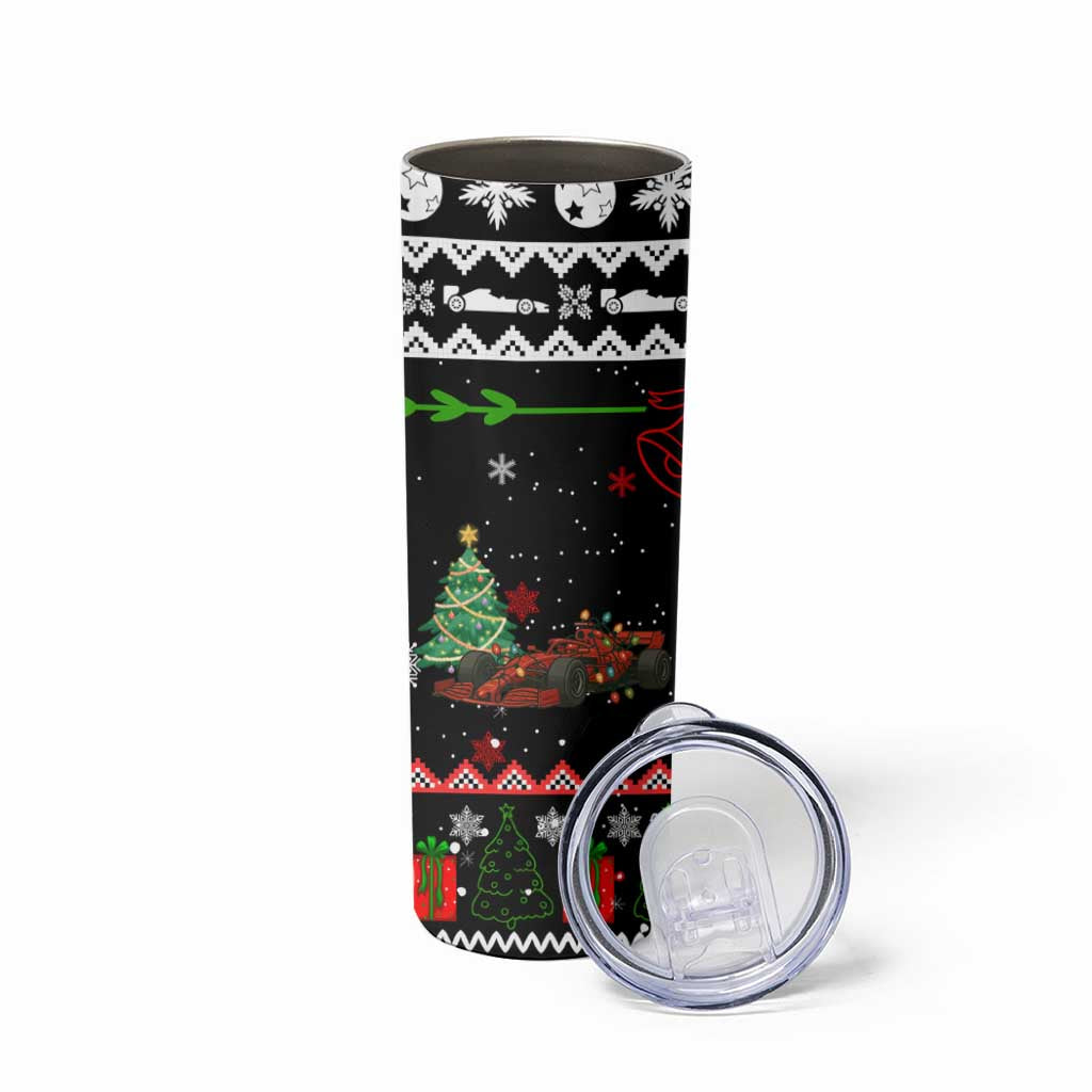 Monaco Christmas Skinny Tumbler with Race Car Christmas Tree and Snowflake Holiday - Wonder Print Shop
