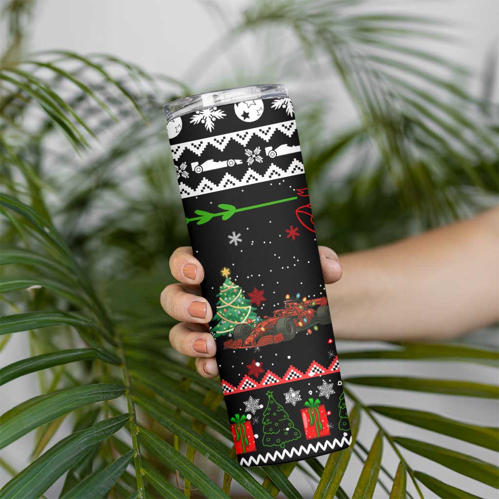 Monaco Christmas Skinny Tumbler with Race Car Christmas Tree and Snowflake Holiday - Wonder Print Shop