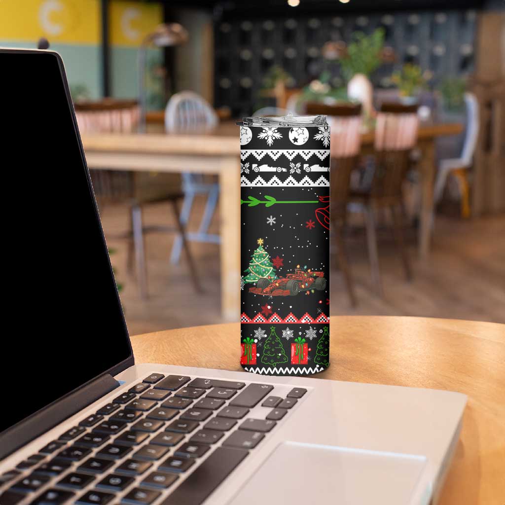 Monaco Christmas Skinny Tumbler with Race Car Christmas Tree and Snowflake Holiday - Wonder Print Shop