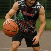 Monaco Christmas Sleeveless Hoodie with Race Car Christmas Tree and Snowflake Holiday - Wonder Print Shop