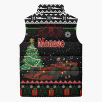 Monaco Christmas Sleeveless Puffer Jacket with Race Car Christmas Tree and Snowflake Holiday - Wonder Print Shop