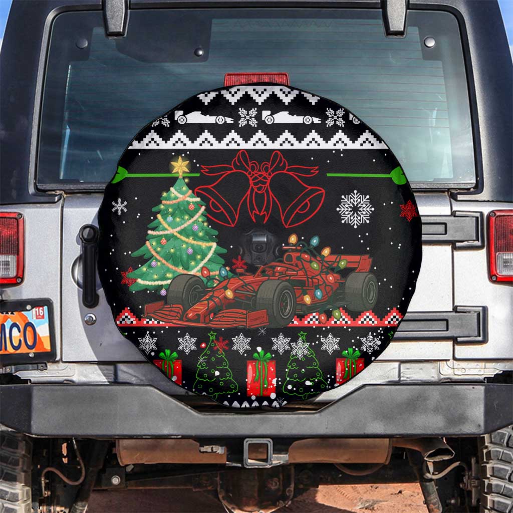 Monaco Christmas Spare Tire Cover with Race Car Christmas Tree and Snowflake Holiday - Wonder Print Shop