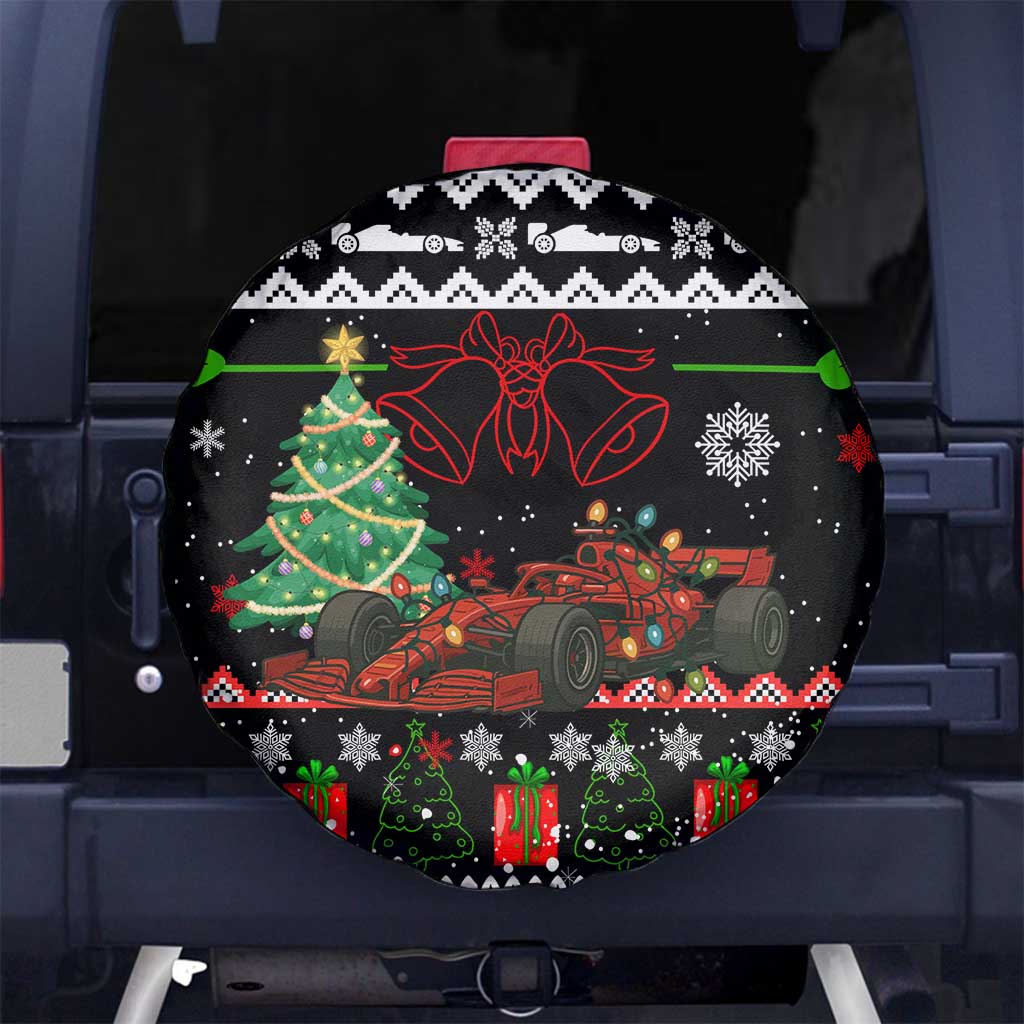 Monaco Christmas Spare Tire Cover with Race Car Christmas Tree and Snowflake Holiday - Wonder Print Shop