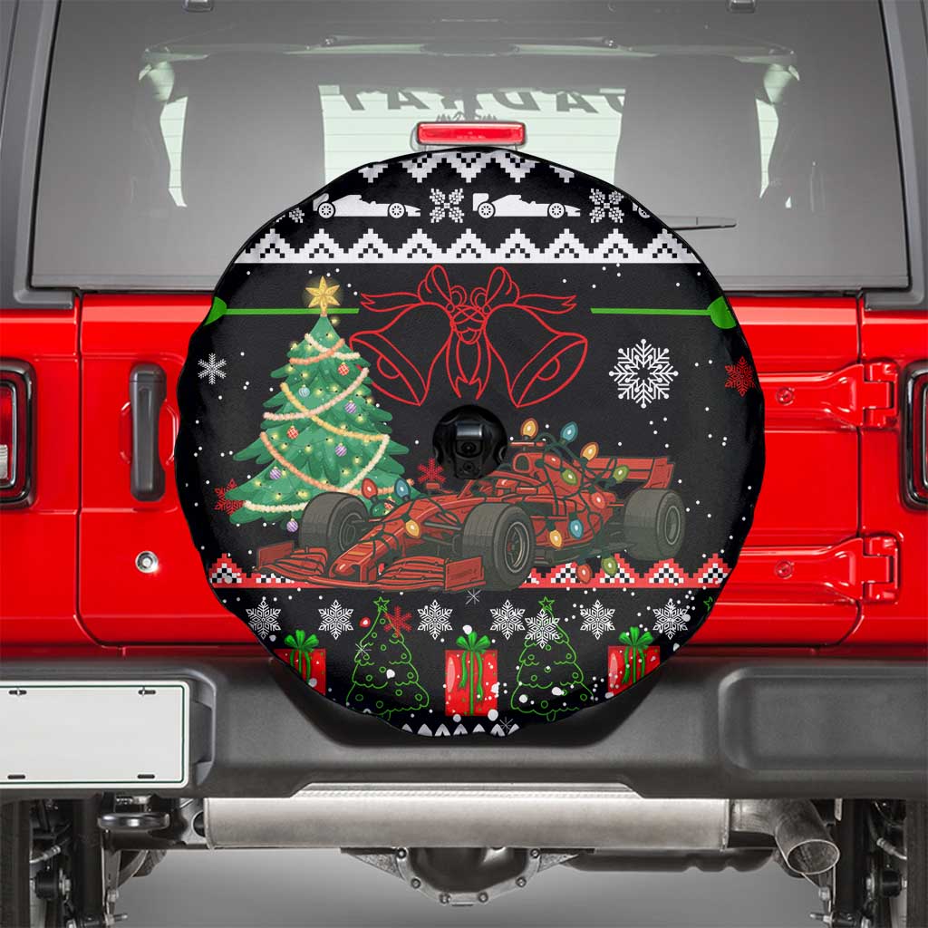 Monaco Christmas Spare Tire Cover with Race Car Christmas Tree and Snowflake Holiday - Wonder Print Shop