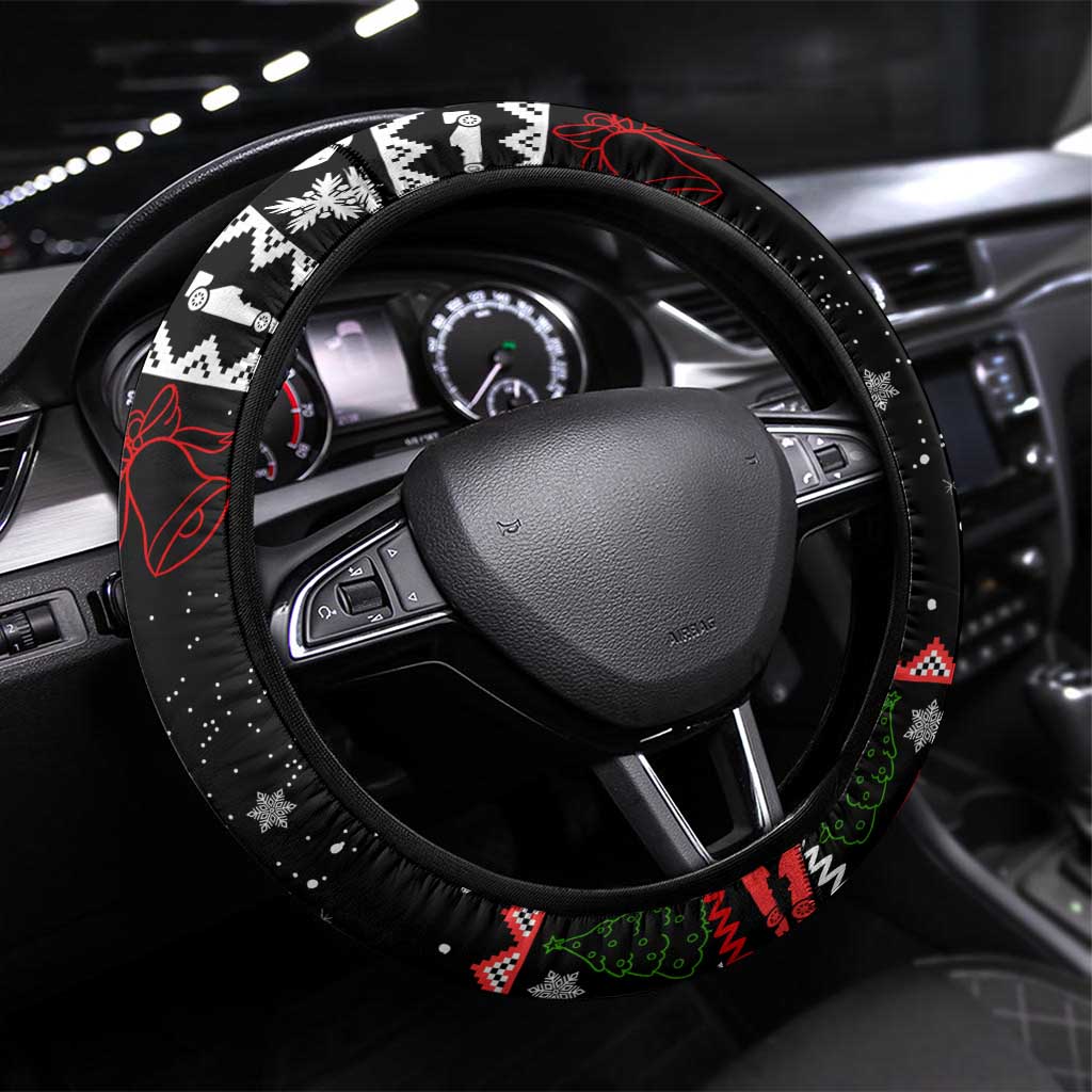 Monaco Christmas Steering Wheel Cover with Race Car Christmas Tree and Snowflake Holiday - Wonder Print Shop