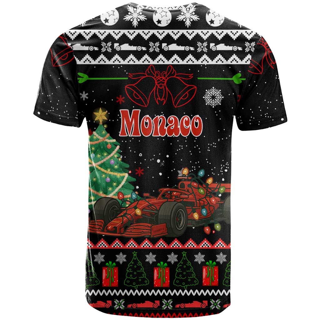 Monaco Christmas T Shirt with Race Car Christmas Tree and Snowflake Holiday - Wonder Print Shop