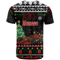 Monaco Christmas T Shirt with Race Car Christmas Tree and Snowflake Holiday - Wonder Print Shop