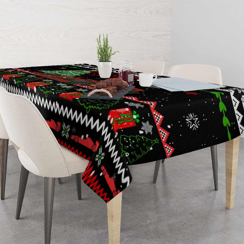 Monaco Christmas Tablecloth with Race Car Christmas Tree and Snowflake Holiday - Wonder Print Shop