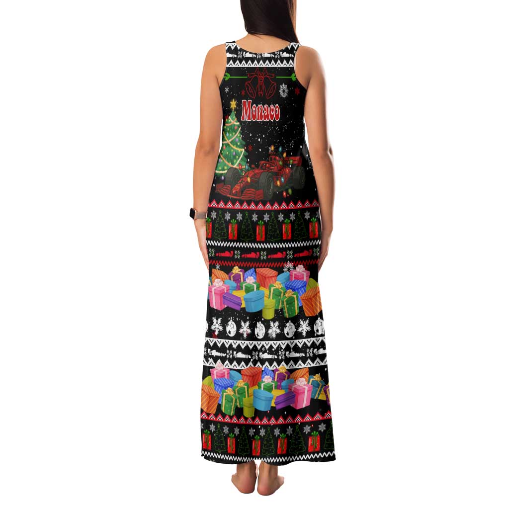 Monaco Christmas Tank Maxi Dress with Race Car Christmas Tree and Snowflake Holiday - Wonder Print Shop