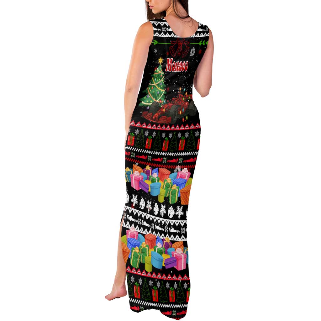 Monaco Christmas Tank Maxi Dress with Race Car Christmas Tree and Snowflake Holiday - Wonder Print Shop