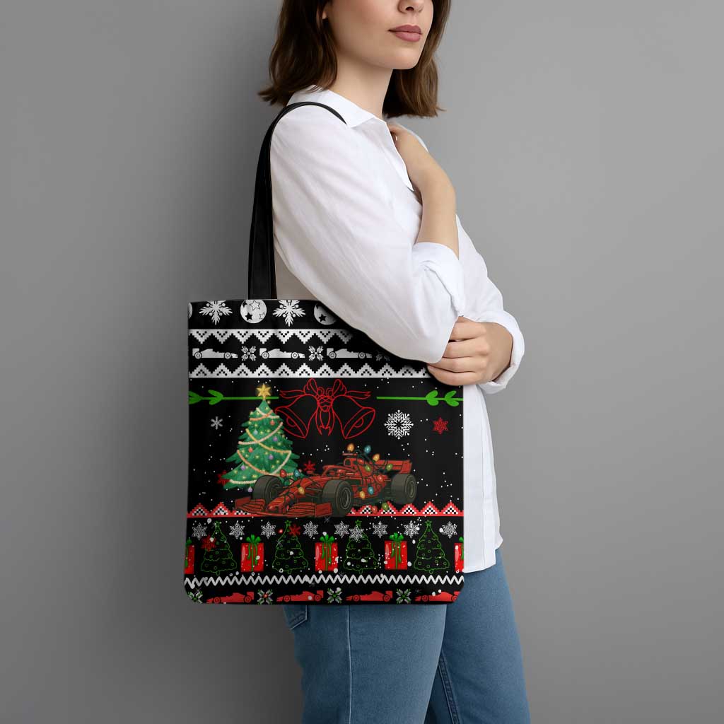 Monaco Christmas Tote Bag with Race Car Christmas Tree and Snowflake Holiday - Wonder Print Shop