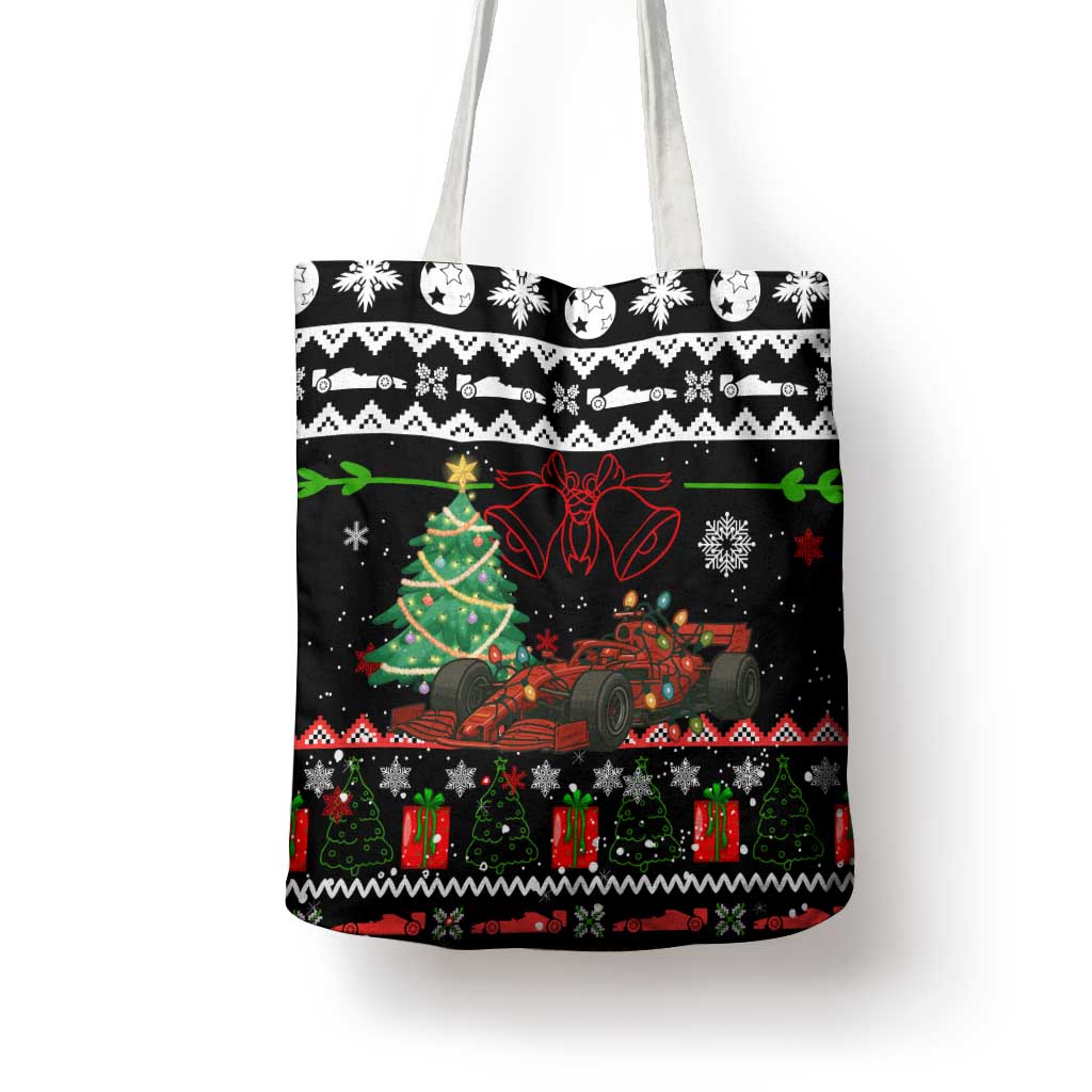 Monaco Christmas Tote Bag with Race Car Christmas Tree and Snowflake Holiday - Wonder Print Shop