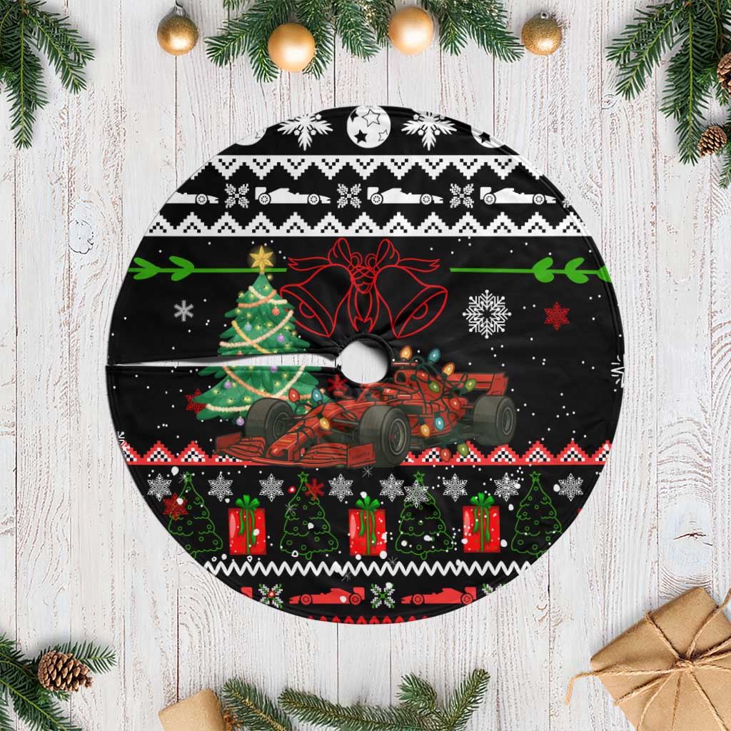 Monaco Christmas Tree Skirt with Race Car Christmas Tree and Snowflake Holiday - Wonder Print Shop