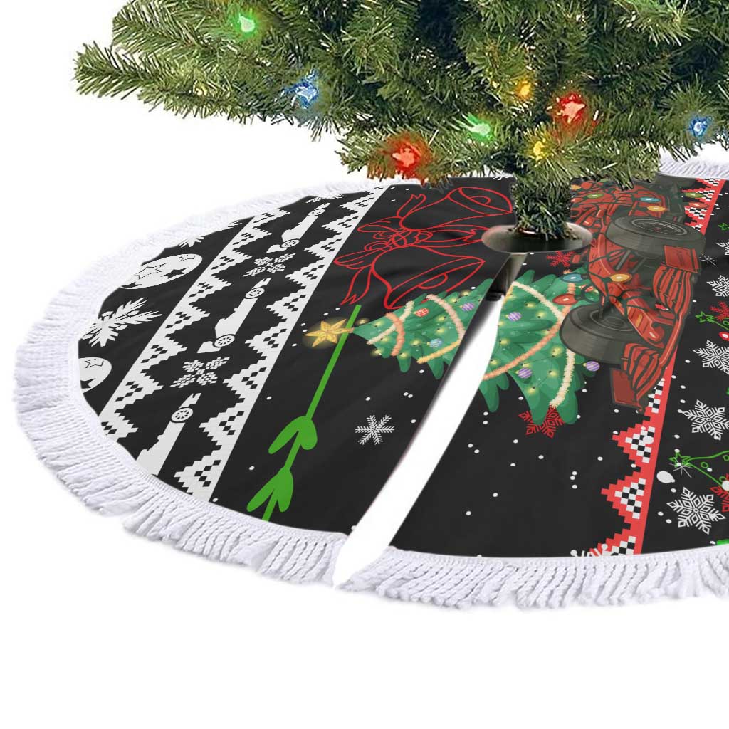 Monaco Christmas Tree Skirt with Race Car Christmas Tree and Snowflake Holiday - Wonder Print Shop