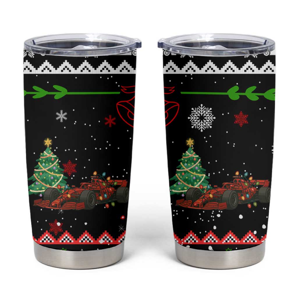 Monaco Christmas Tumbler Cup with Race Car Christmas Tree and Snowflake Holiday - Wonder Print Shop