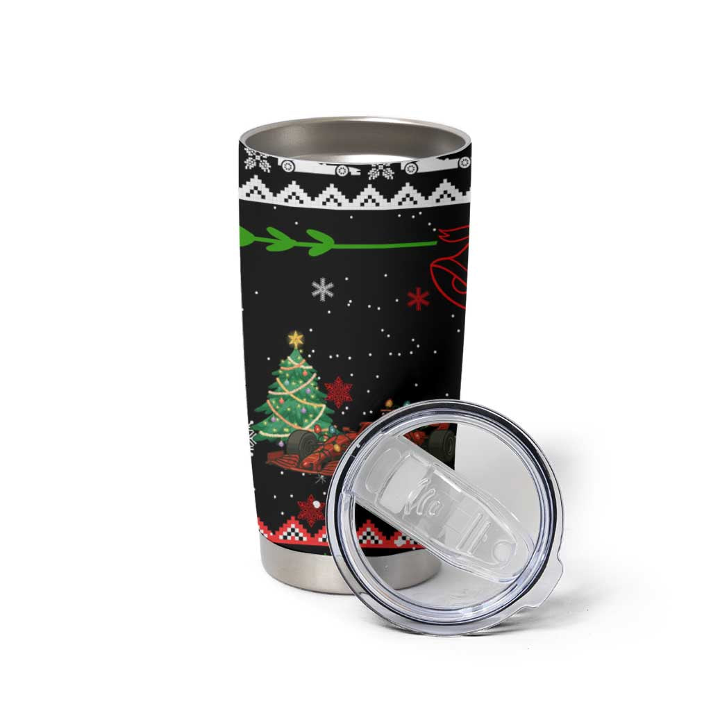 Monaco Christmas Tumbler Cup with Race Car Christmas Tree and Snowflake Holiday - Wonder Print Shop