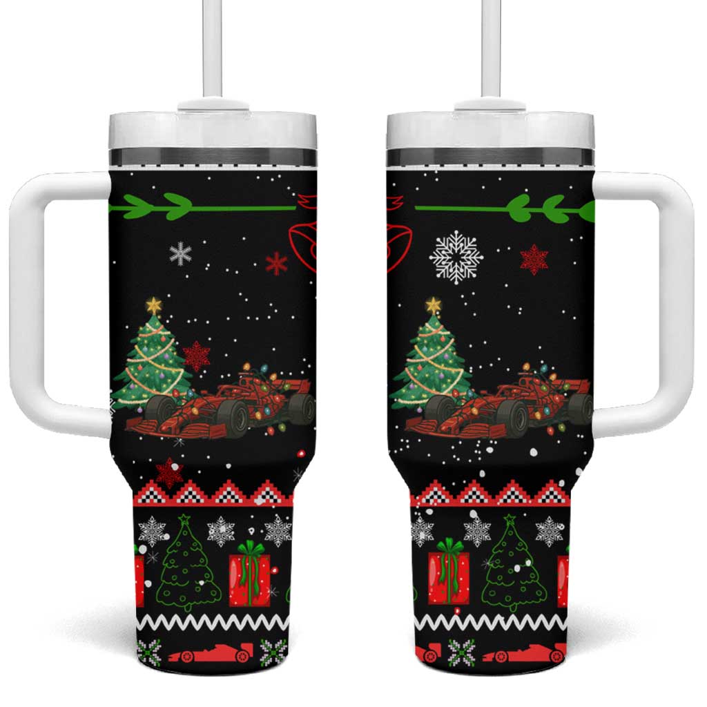Monaco Christmas Tumbler With Handle with Race Car Christmas Tree and Snowflake Holiday - Wonder Print Shop