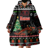 Monaco Christmas Wearable Blanket Hoodie with Race Car Christmas Tree and Snowflake Holiday - Wonder Print Shop