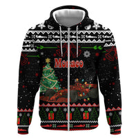 Monaco Christmas Zip Hoodie with Race Car Christmas Tree and Snowflake Holiday - Wonder Print Shop