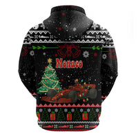 Monaco Christmas Zip Hoodie with Race Car Christmas Tree and Snowflake Holiday - Wonder Print Shop