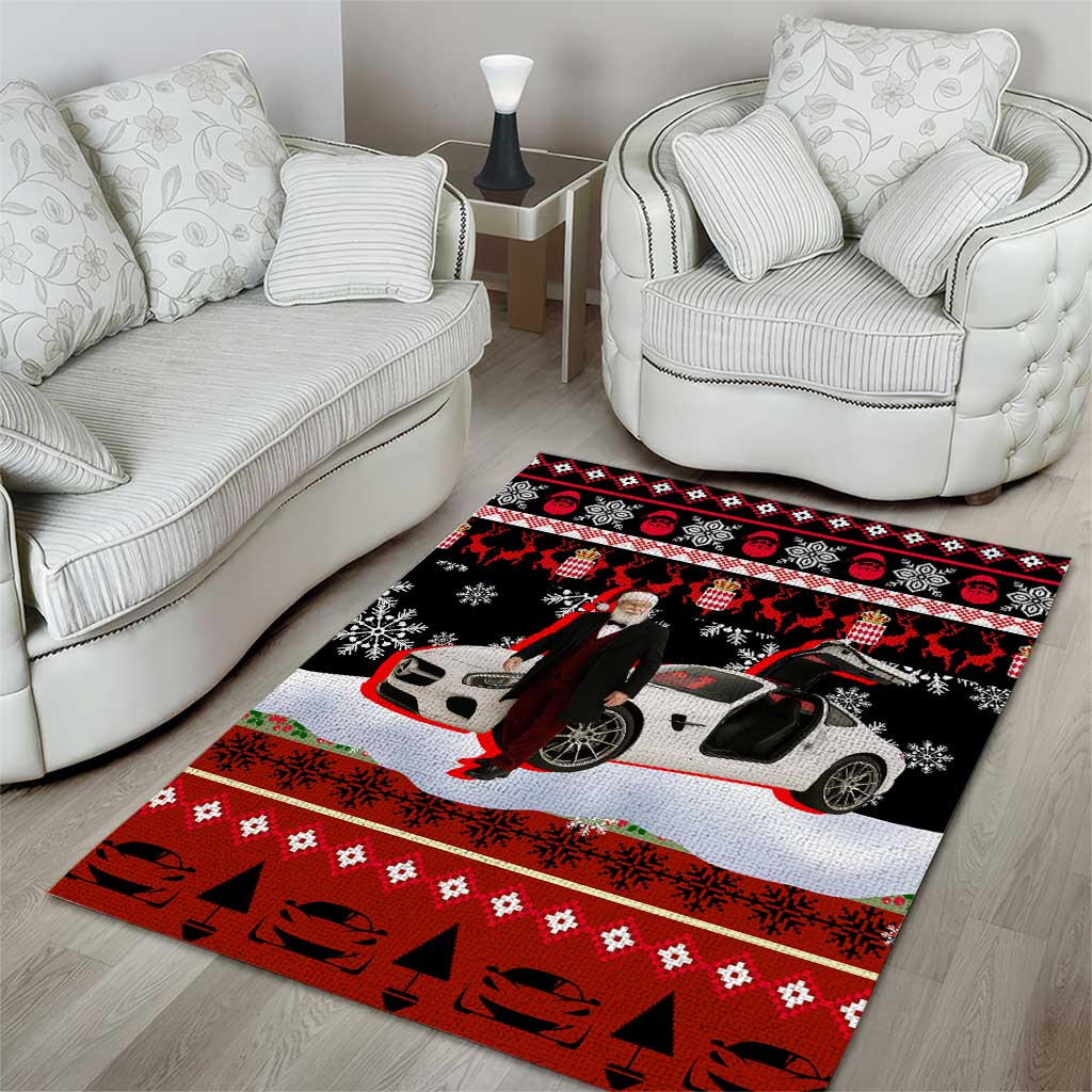 Monaco Christmas Area Rug with Santa Claus Sports Car Snowflakes and Luxury Holiday - Wonder Print Shop