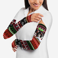 Monaco Christmas Arm Sleeves with Santa Claus Sports Car Snowflakes and Luxury Holiday - Wonder Print Shop