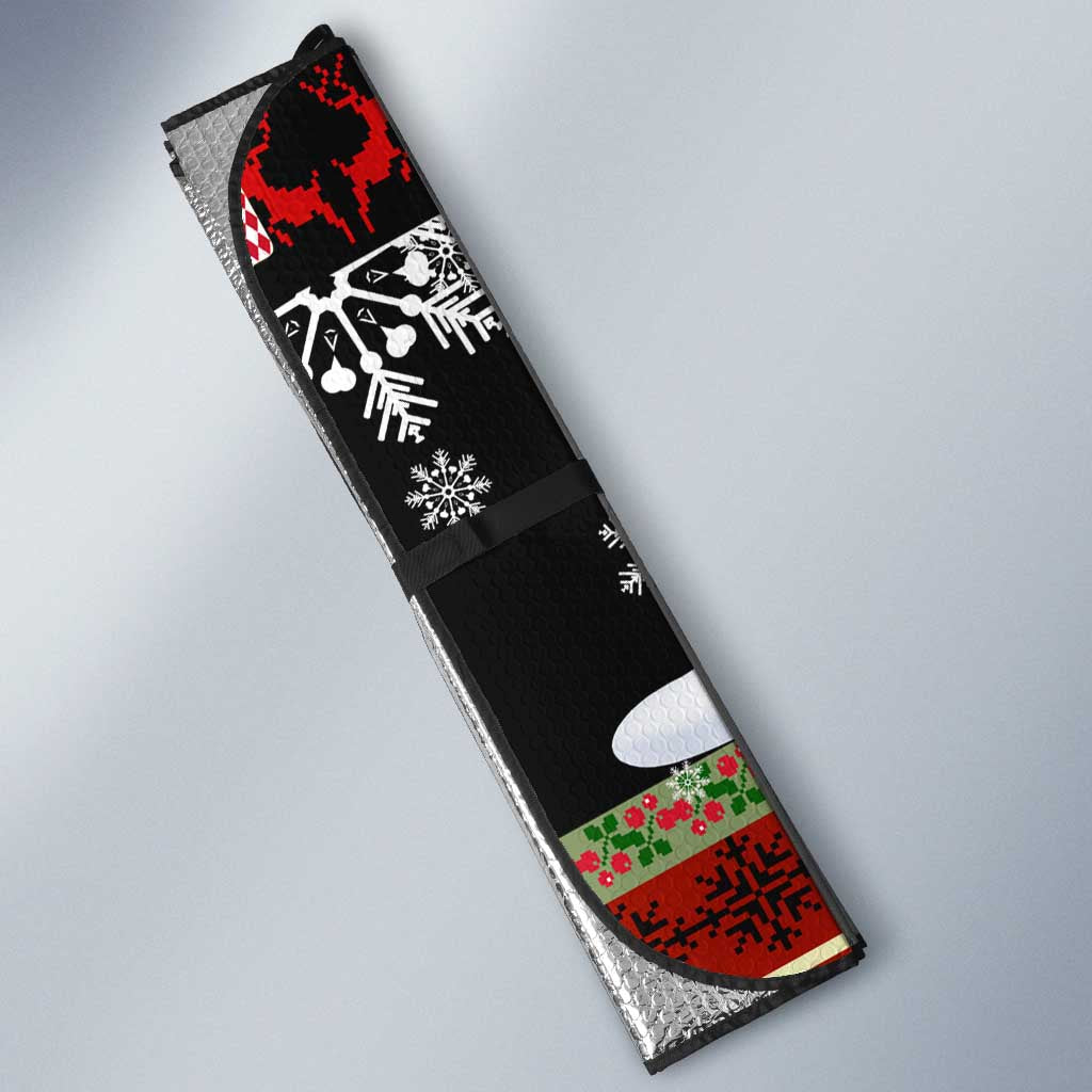 Monaco Christmas Auto Sun Shade with Santa Claus Sports Car Snowflakes and Luxury Holiday - Wonder Print Shop