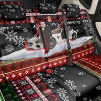 Monaco Christmas Back Car Seat Cover with Santa Claus Sports Car Snowflakes and Luxury Holiday - Wonder Print Shop