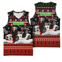 Monaco Christmas Basketball Jersey with Santa Claus Sports Car Snowflakes and Luxury Holiday - Wonder Print Shop