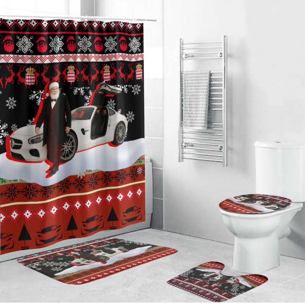 Monaco Christmas Bathroom Set with Santa Claus Sports Car Snowflakes and Luxury Holiday - Wonder Print Shop