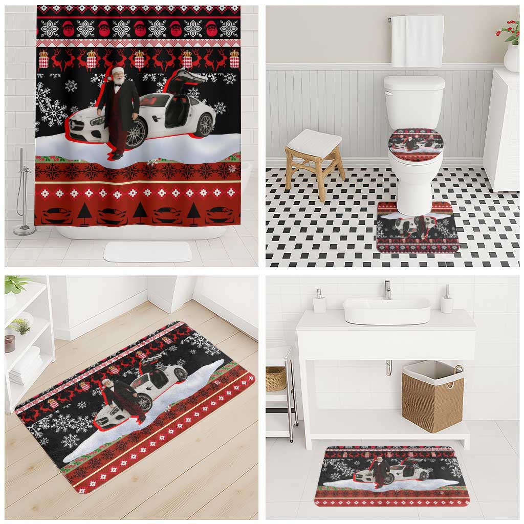 Monaco Christmas Bathroom Set with Santa Claus Sports Car Snowflakes and Luxury Holiday - Wonder Print Shop