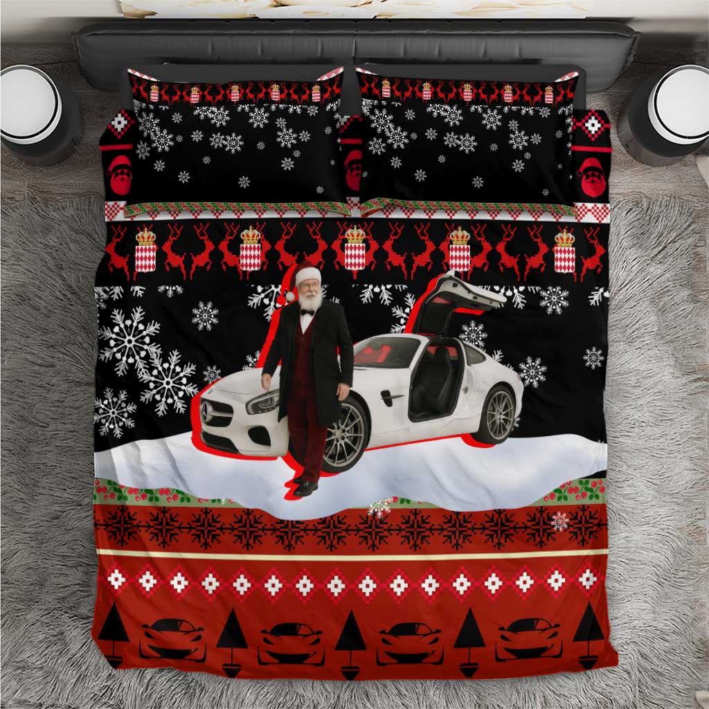 Monaco Christmas Bedding Set with Santa Claus Sports Car Snowflakes and Luxury Holiday - Wonder Print Shop