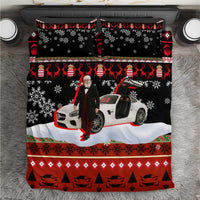 Monaco Christmas Bedding Set with Santa Claus Sports Car Snowflakes and Luxury Holiday - Wonder Print Shop