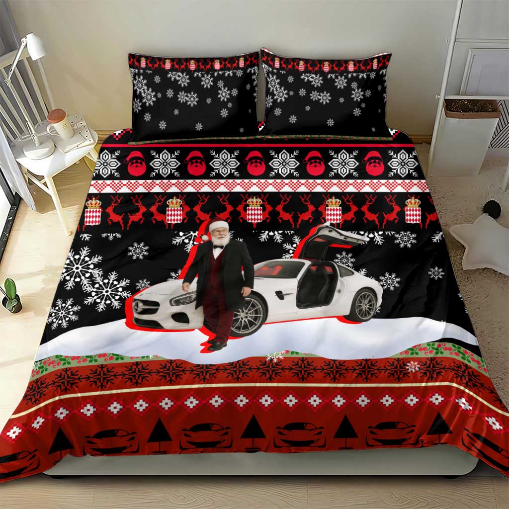 Monaco Christmas Bedding Set with Santa Claus Sports Car Snowflakes and Luxury Holiday - Wonder Print Shop