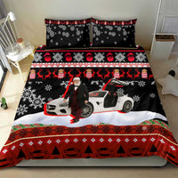 Monaco Christmas Bedding Set with Santa Claus Sports Car Snowflakes and Luxury Holiday - Wonder Print Shop