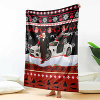 Monaco Christmas Blanket with Santa Claus Sports Car Snowflakes and Luxury Holiday - Wonder Print Shop