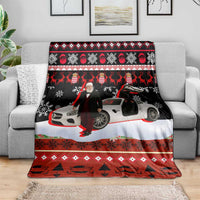 Monaco Christmas Blanket with Santa Claus Sports Car Snowflakes and Luxury Holiday - Wonder Print Shop
