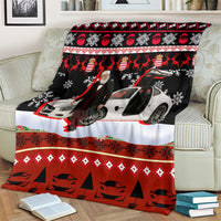 Monaco Christmas Blanket with Santa Claus Sports Car Snowflakes and Luxury Holiday - Wonder Print Shop