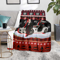 Monaco Christmas Blanket with Santa Claus Sports Car Snowflakes and Luxury Holiday - Wonder Print Shop