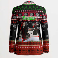 Monaco Christmas Blazer with Santa Claus Sports Car Snowflakes and Luxury Holiday - Wonder Print Shop