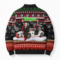 Monaco Christmas Bomber Puffer Jacket with Santa Claus Sports Car Snowflakes and Luxury Holiday - Wonder Print Shop