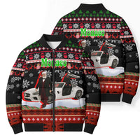 Monaco Christmas Bomber Puffer Jacket with Santa Claus Sports Car Snowflakes and Luxury Holiday - Wonder Print Shop