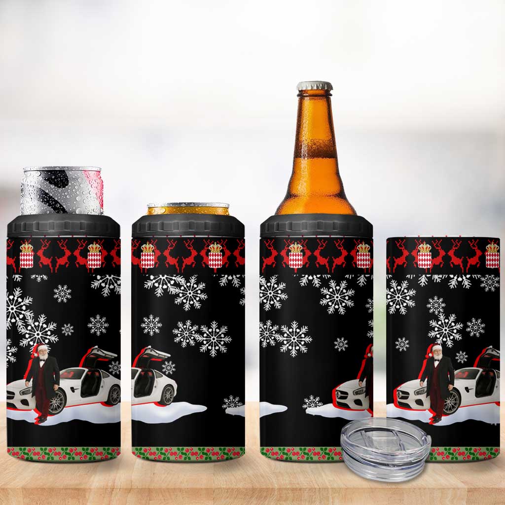 Monaco Christmas 4 in 1 Can Cooler Tumbler with Santa Claus Sports Car Snowflakes and Luxury Holiday - Wonder Print Shop