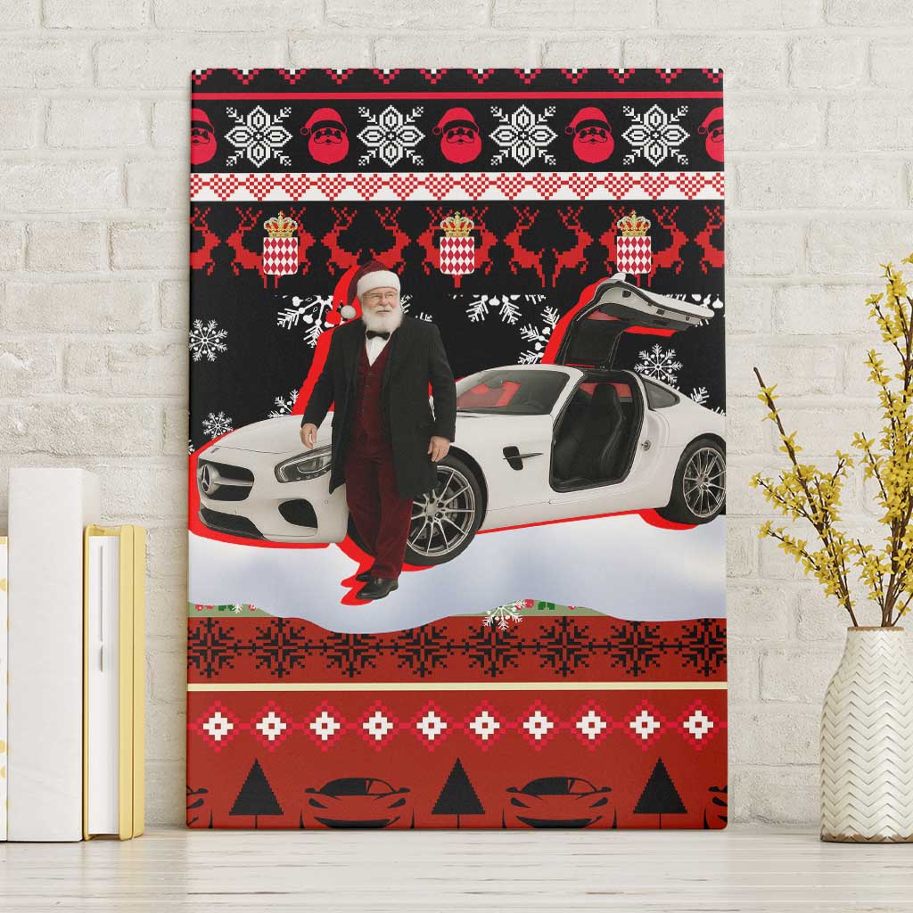 Monaco Christmas Canvas Wall Art with Santa Claus Sports Car Snowflakes and Luxury Holiday - Wonder Print Shop
