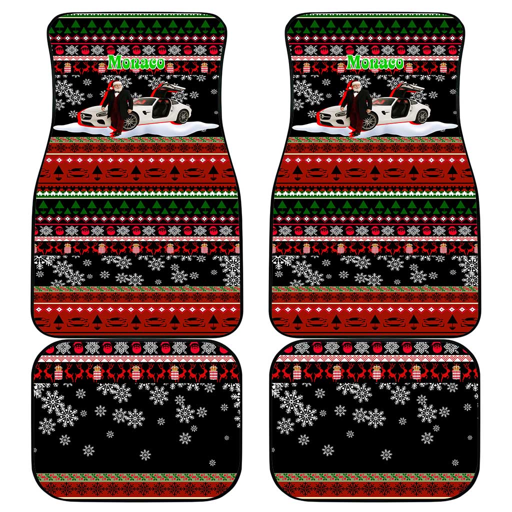 Monaco Christmas Car Mats with Santa Claus Sports Car Snowflakes and Luxury Holiday - Wonder Print Shop