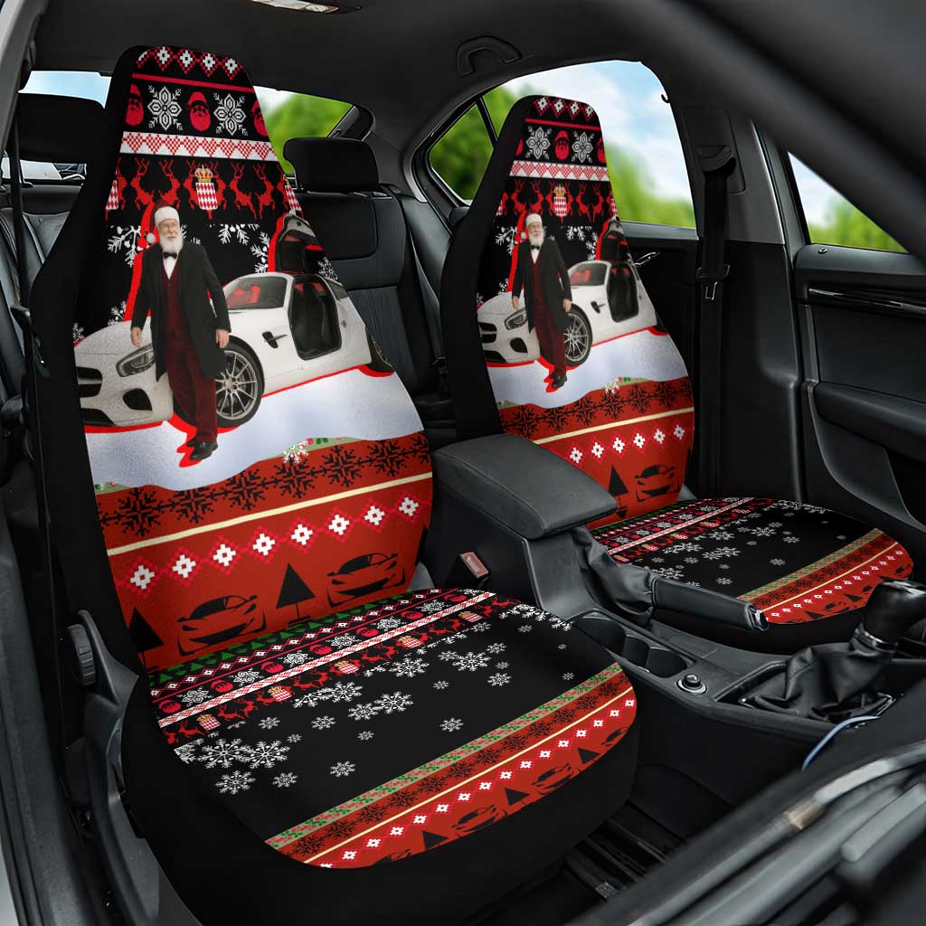 Monaco Christmas Car Seat Cover with Santa Claus Sports Car Snowflakes and Luxury Holiday - Wonder Print Shop
