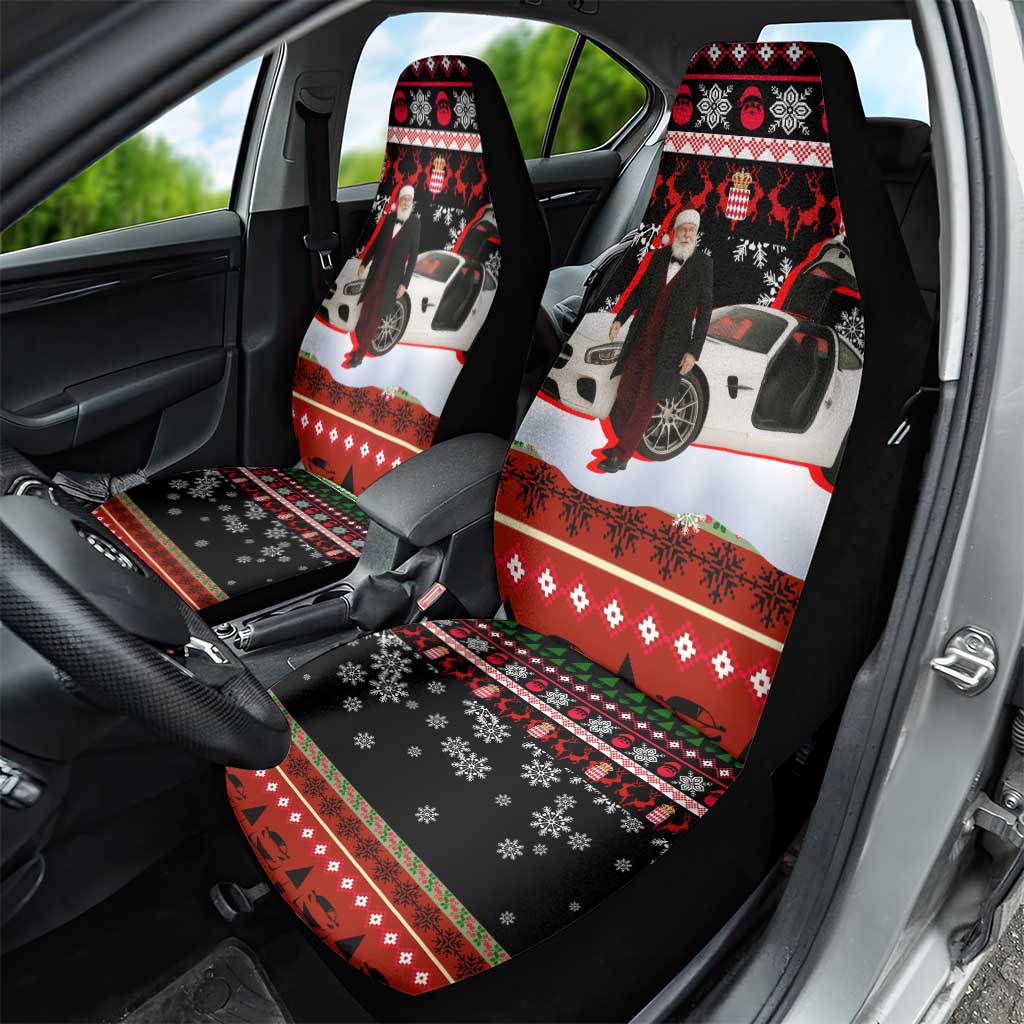 Monaco Christmas Car Seat Cover with Santa Claus Sports Car Snowflakes and Luxury Holiday - Wonder Print Shop